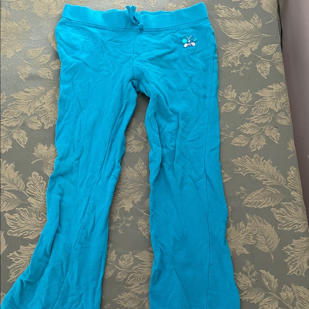 Kids' Teal Sweatpants with Butterfly Detail